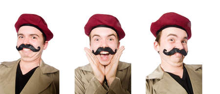 Funny soldier in military concept