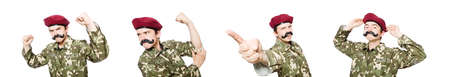 Funny soldier in military concept