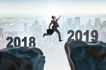 Concept of transition between 2018 and 2019の写真素材