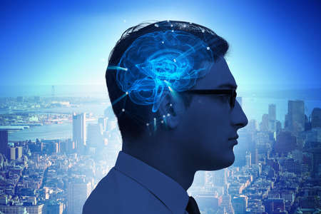 Artificial intelligence concept with manの写真素材