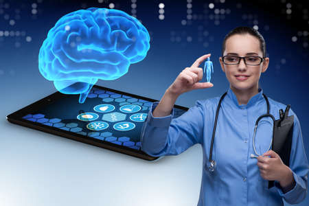 Woman doctor in telemedicine conceptの写真素材