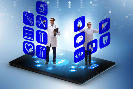 Telehealth concept with doctor doing remote check-upの写真素材