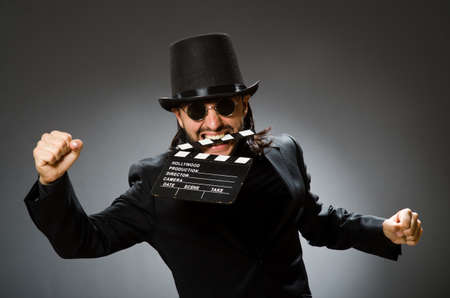 Vintage concept with man wearing black top hat