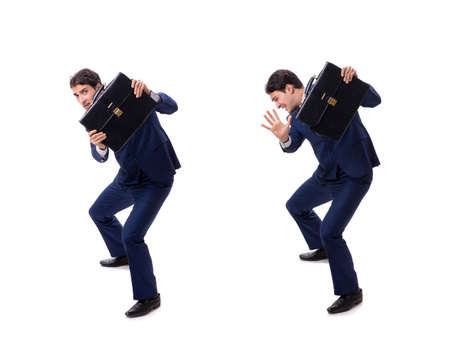 Young businessman isolated on whiteの写真素材