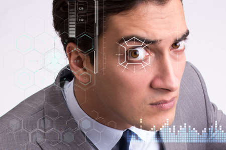 Concept of sensor implanted into human eyeの写真素材