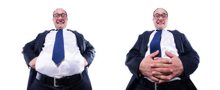Funny businessman isolated on whiteの写真素材