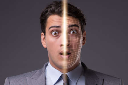 Concept of face recognition software and hardwareの写真素材