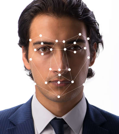 Concept of face recognition software and hardwareの写真素材