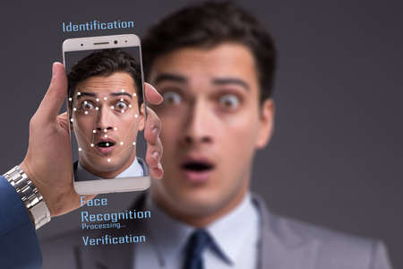 Concept of face recognition software and hardwareの写真素材