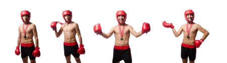 Funny boxer isolated on the whiteの写真素材