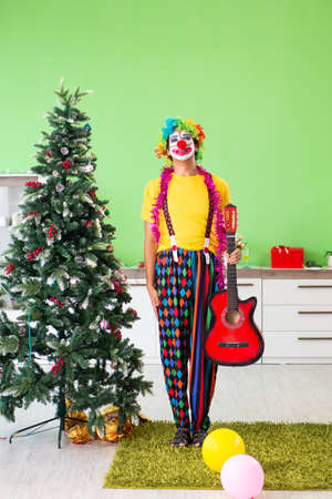 Funny clown in Christmas celebration conceptの写真素材