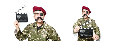 Funny soldier in military conceptの写真素材