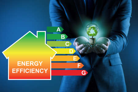 Businessman in energy efficiency conceptの写真素材