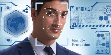 Concept of face recognition software and hardwareの写真素材