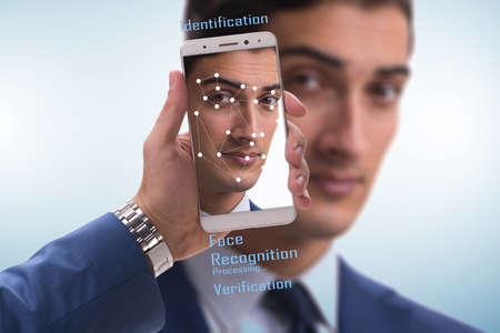 Concept of face recognition software and hardwareの写真素材