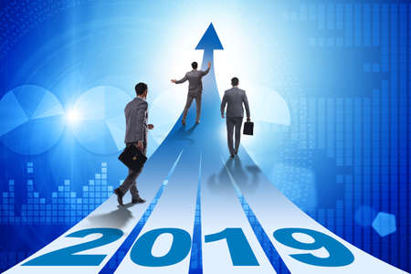 Businessman running into year of 2019の写真素材