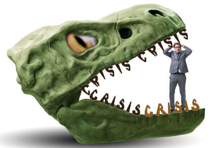 Businessman in crisis and recession conceptの写真素材