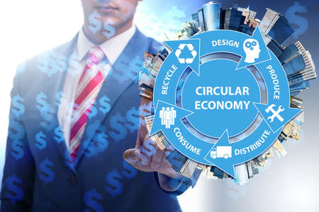 Concept of circular economy with businessmanの写真素材