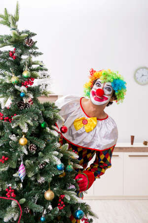 Funny clown in Christmas celebration conceptの写真素材