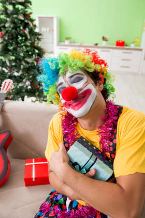 Funny clown in Christmas celebration conceptの写真素材