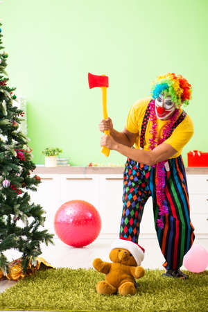 Funny clown in Christmas celebration conceptの写真素材