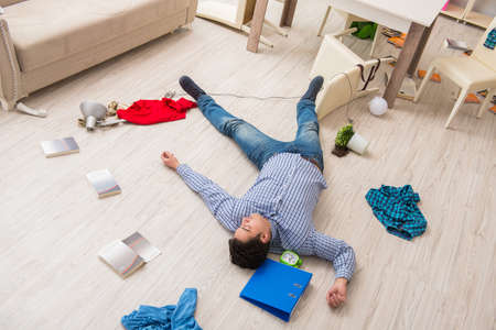 Dead man after burglary at homeの写真素材