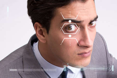 Concept of sensor implanted into human eyeの写真素材