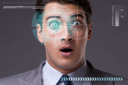Concept of sensor implanted into human eyeの写真素材