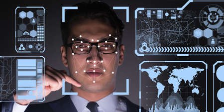 Concept of face recognition software and hardwareの写真素材