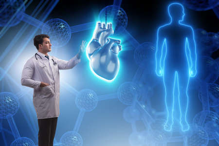 Heart treatment in telemedicine conceptの写真素材