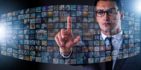 Collage of photos with businessmanの写真素材