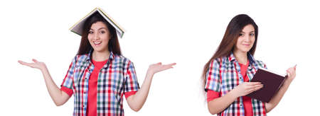 Young female student isolated on the whiteの写真素材