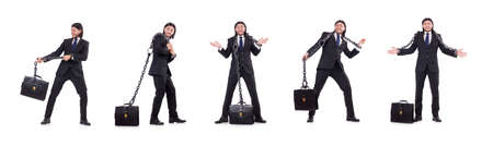 Man with chain isolated on the whiteの写真素材