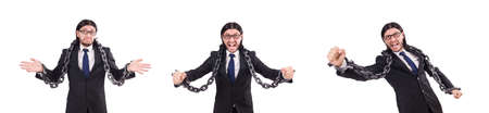 Man with chain isolated on the whiteの写真素材