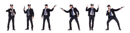 Police officer isolated on whiteの写真素材
