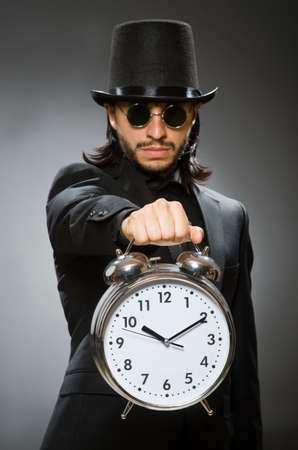Vintage concept with man wearing black top hatの写真素材