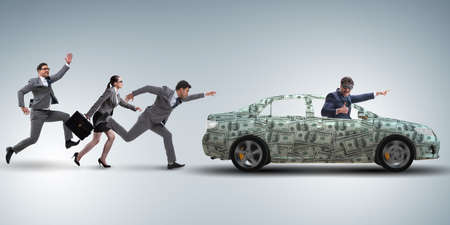 Businessman in the business concept with dollar carの写真素材