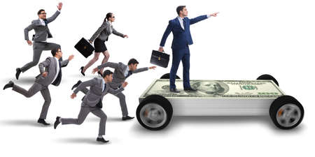 Businessman in the business concept with dollar carの写真素材