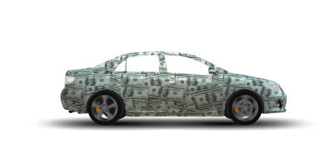 Car covered with us dollars - 3d renderingの写真素材
