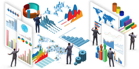 Businessman in business infographics conceptの写真素材