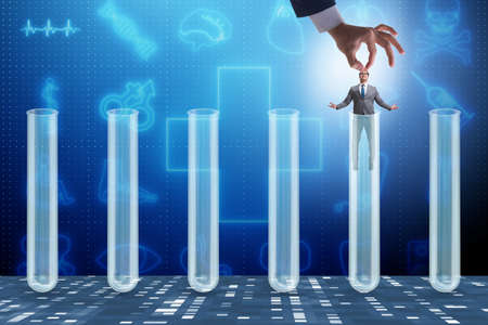 Artificial intelligence concept with businessman out of tubeの写真素材