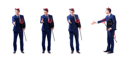 Young devil businessman isolated on whiteの写真素材