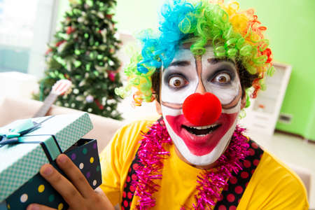 Funny clown in Christmas celebration conceptの写真素材
