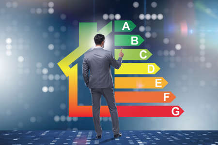 Businessman in energy efficiency conceptの写真素材