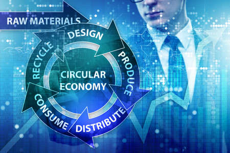 Concept of circular economy with businessmanの写真素材