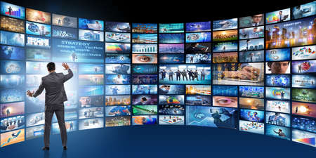 Collage of photos with businessman