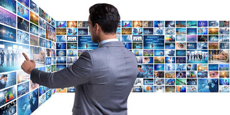 Collage of photos with businessman