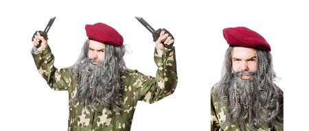 Funny soldier isolated on white