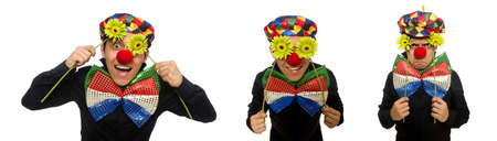 Clown with flower isolated on whiteの写真素材