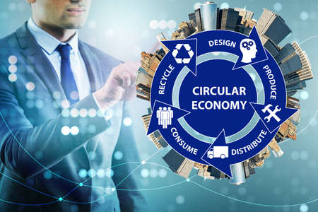 Concept of circular economy with businessman